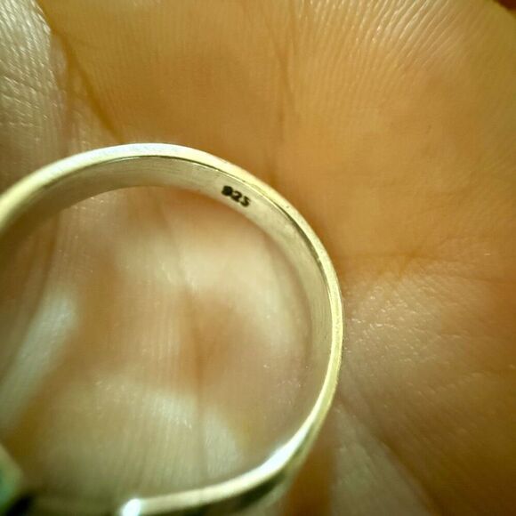 White Buffalo Turquoise Heart Gemstone Statement Ring Southwestern Stone Band 6 - Picture 6 of 7